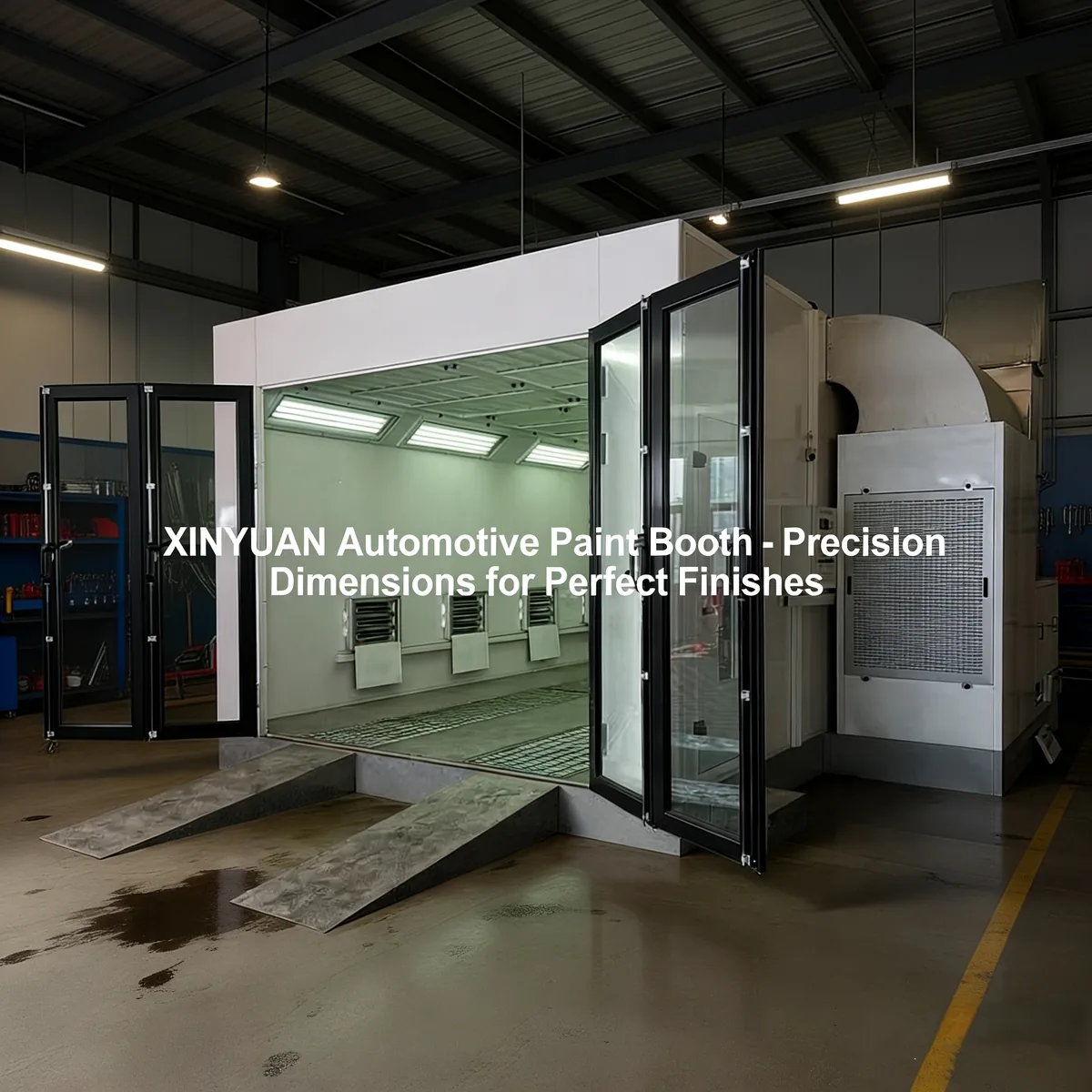 48 kW Electric Heated Spray Booth 7.0 × 5.35 m with Baking Cycle