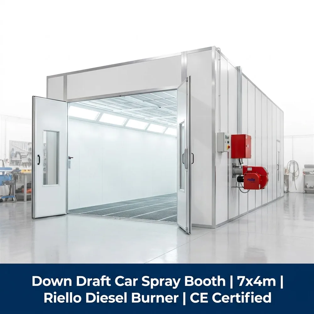 7.0 × 4.0 m Diesel-Fired Downdraft Spray Booth with Riello G20 Burner