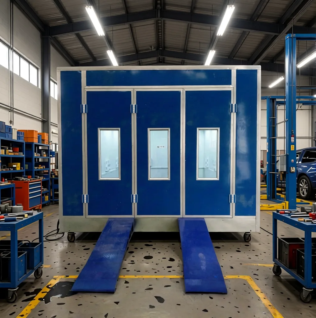 Diesel Burner Heating Spray Booth 7.0 × 5.35 m with LED Lighting and Baking