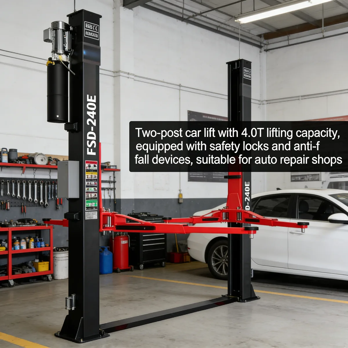Double-Cylinder Hydraulic Two Post Lift 4 t with 1850 mm Rise